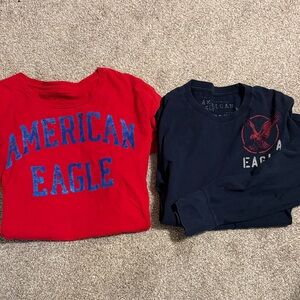 American Eagle Outfitters Red & Black Long Sleeve Tees - Graphic Front